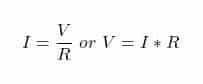 Ohm's law equation